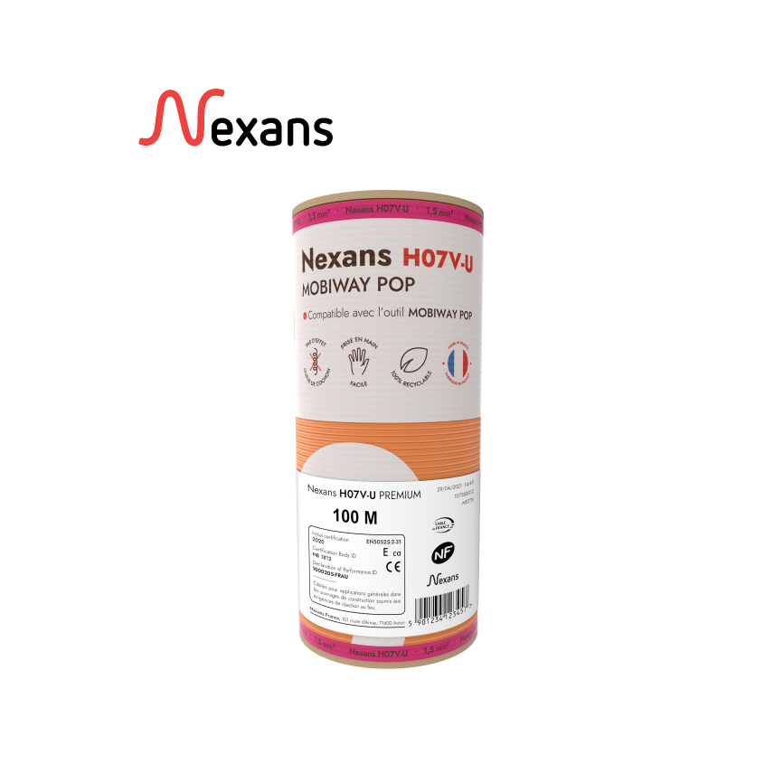 Nexans H07V-U MOBIWAY POP 1x1.5 laranja D100
