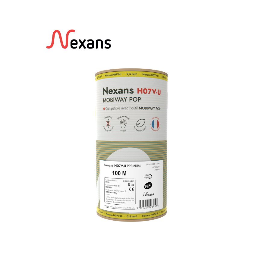 Nexans H07V-U MOBIWAY POP 1G2.5 verde/amarelo C100m