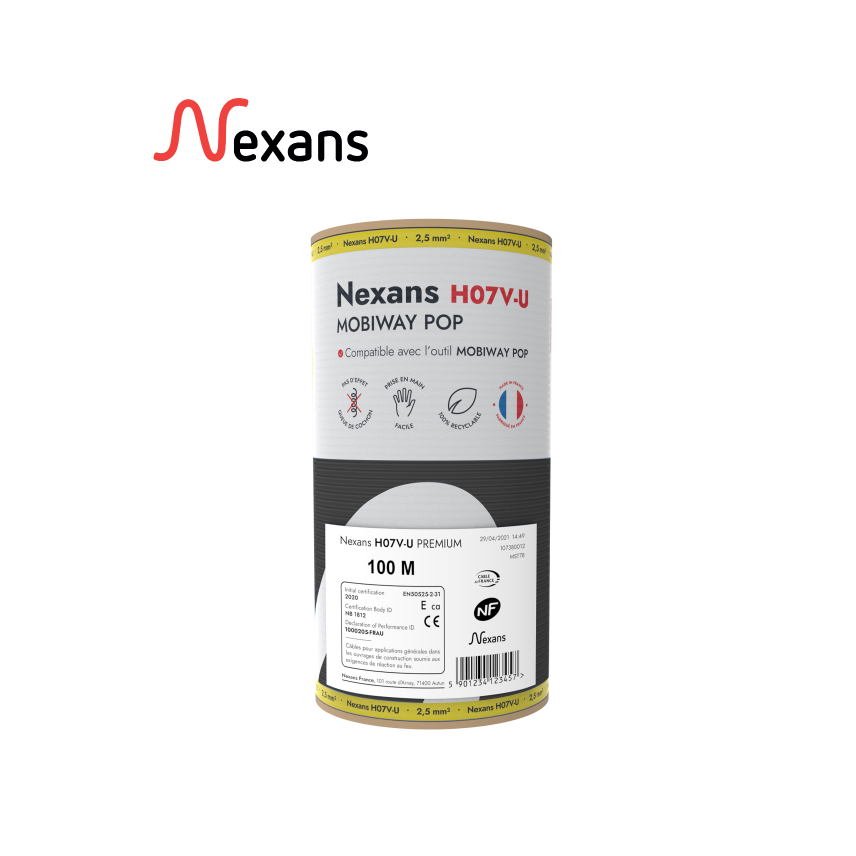 Nexans H07V-U MOBIWAY POP 1X2.5 preto C100m